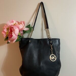 Michael Kors Black and Gold Tote Bag with Classic Design